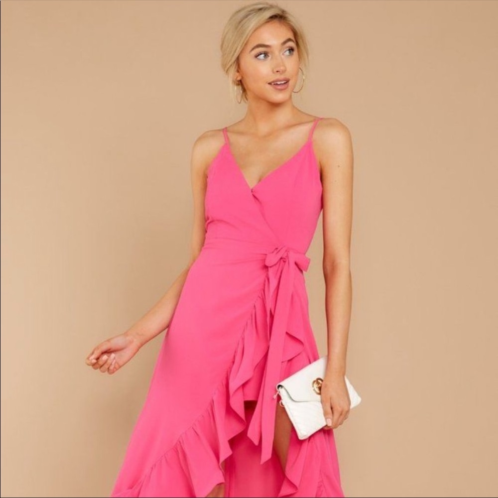 Red dress high low maxi/romper.